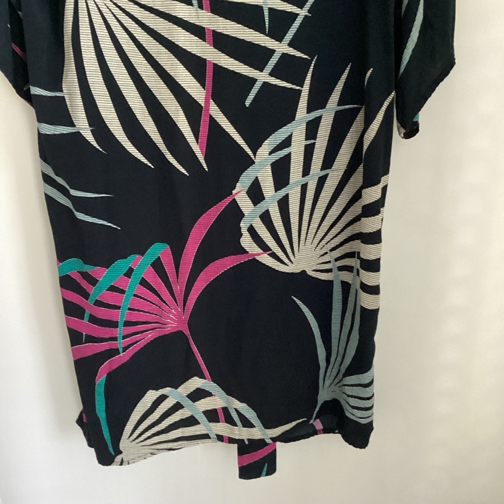Maeve Kira Long Kimono Jacket Womens Size XS/S Black Tropical Floral Pockets - Picture 9 of 15